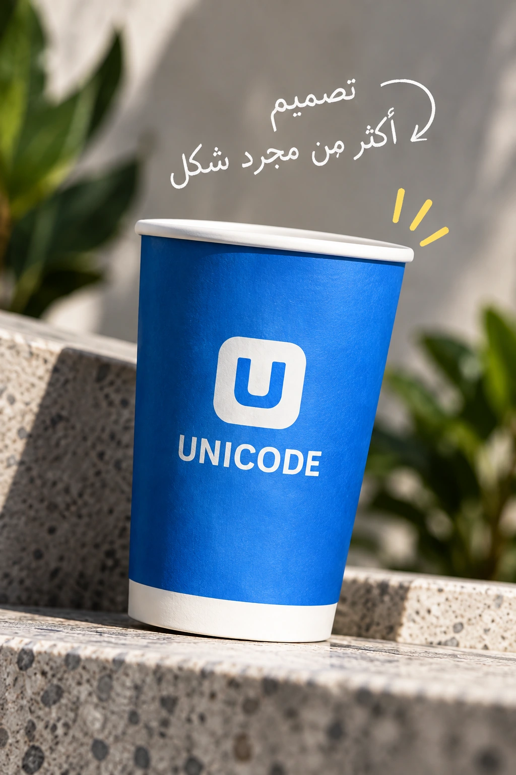 تصميم عبوة زرقاء تحمل هوية UNICODE