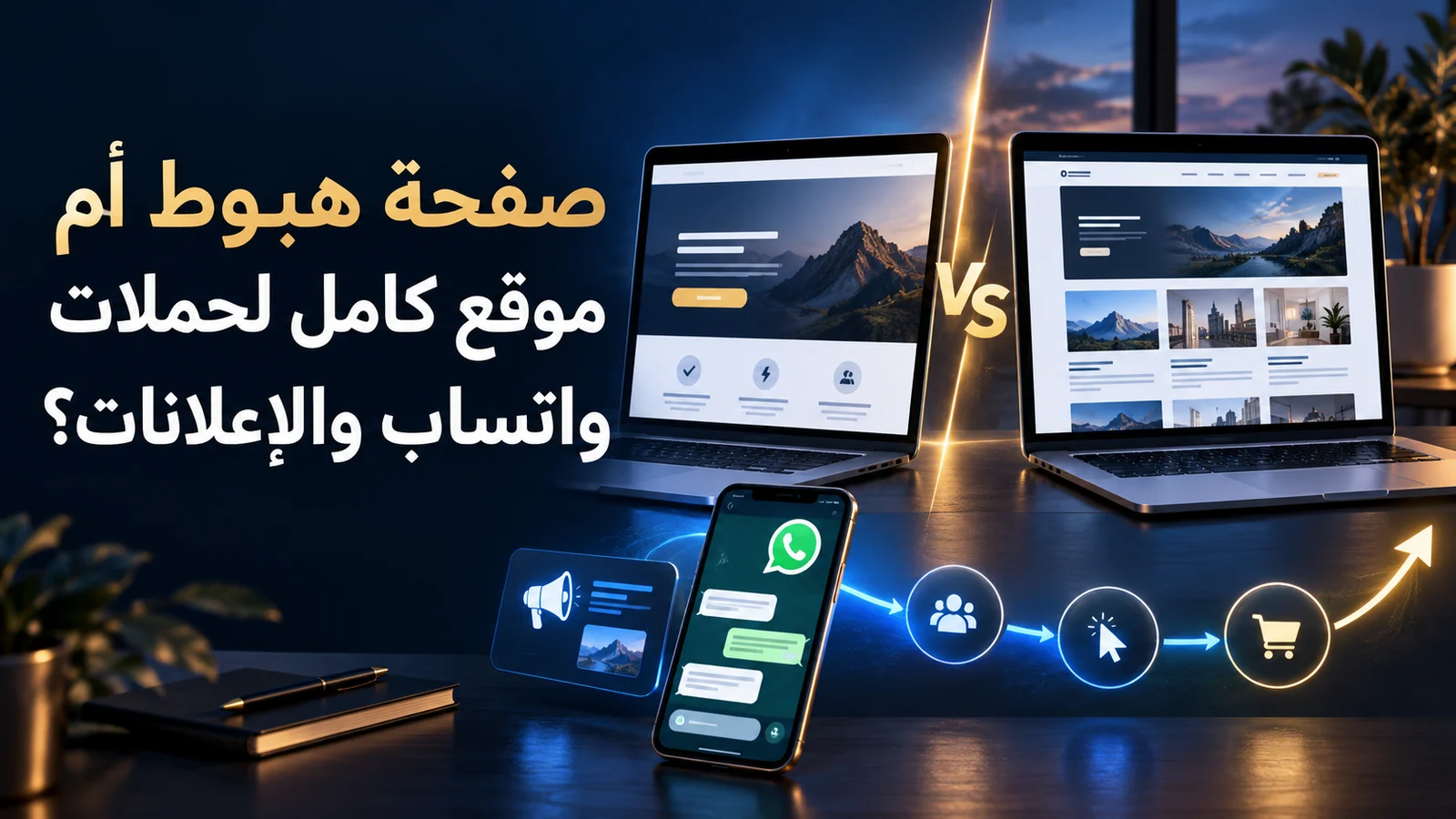 صفحة هبوط أم موقع كامل لحملات واتساب والإعلانات؟